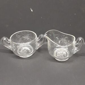 Crysyal etched cream & sugar set.